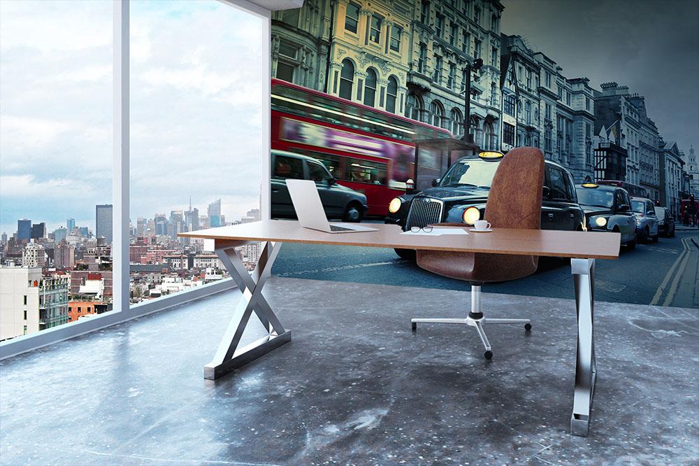 London Street Taxis Wall Mural Wallpaper - Canvas Art Rocks - 3