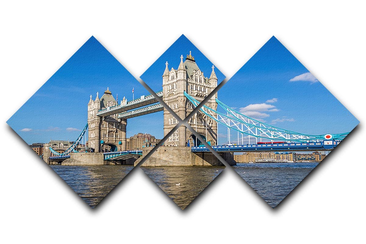 London Tower Bridge 4 Square Multi Panel Canvas  - Canvas Art Rocks - 1