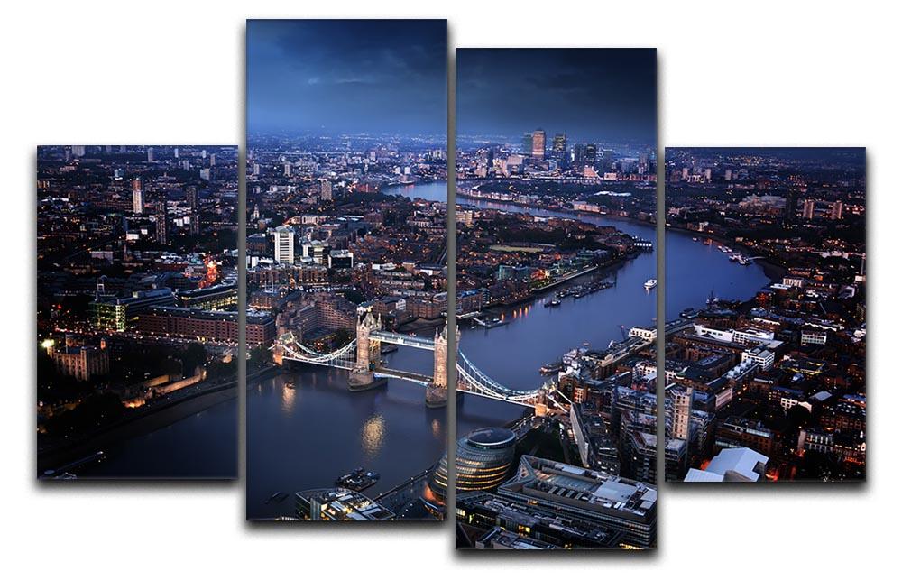 London aerial view with Tower Bridge 4 Split Panel Canvas  - Canvas Art Rocks - 1