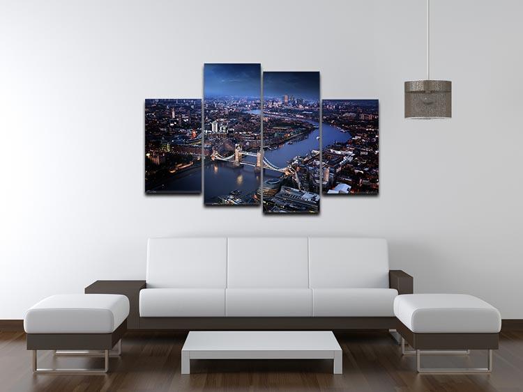 London aerial view with Tower Bridge 4 Split Panel Canvas  - Canvas Art Rocks - 3