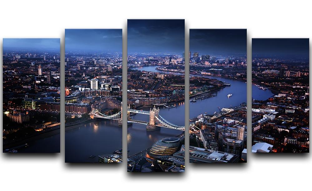 London aerial view with Tower Bridge 5 Split Panel Canvas  - Canvas Art Rocks - 1