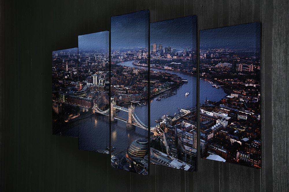 London aerial view with Tower Bridge 5 Split Panel Canvas  - Canvas Art Rocks - 2