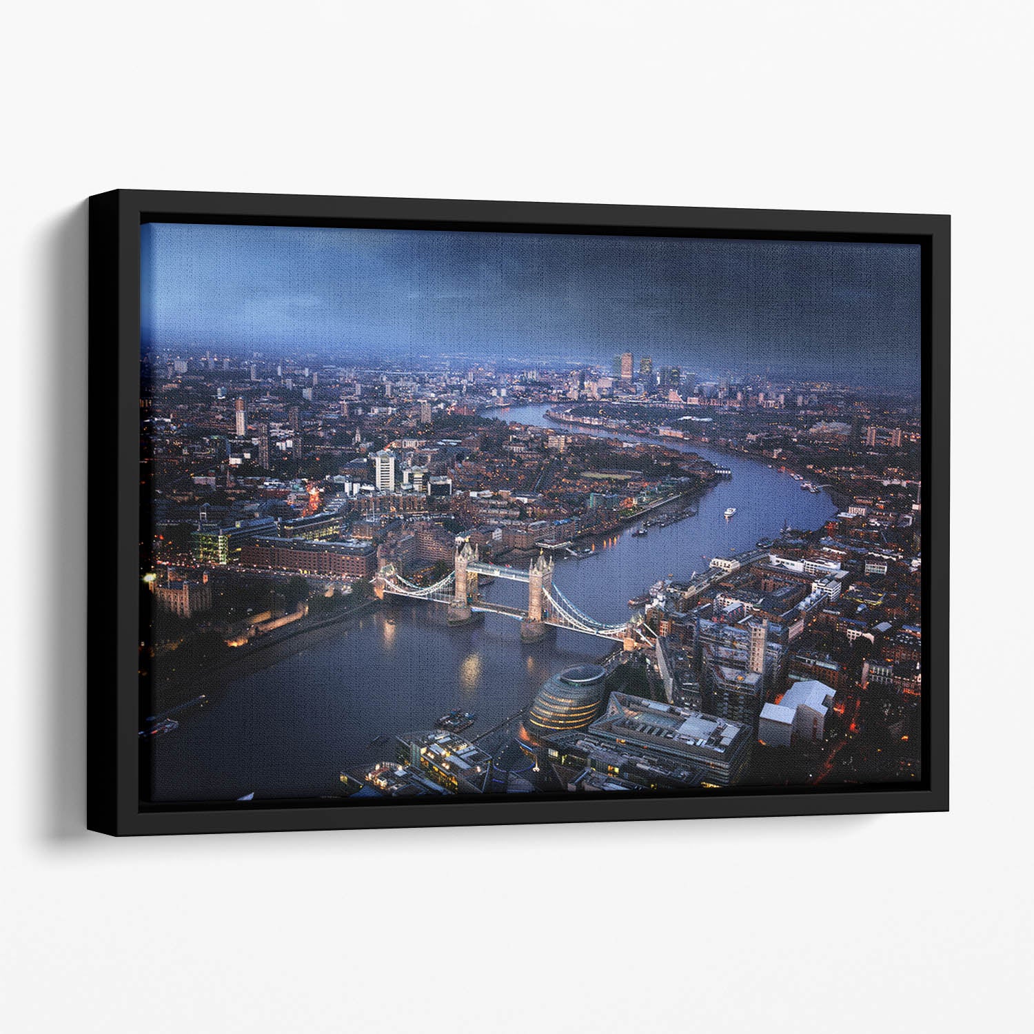 London aerial view with Tower Bridge Floating Framed Canvas