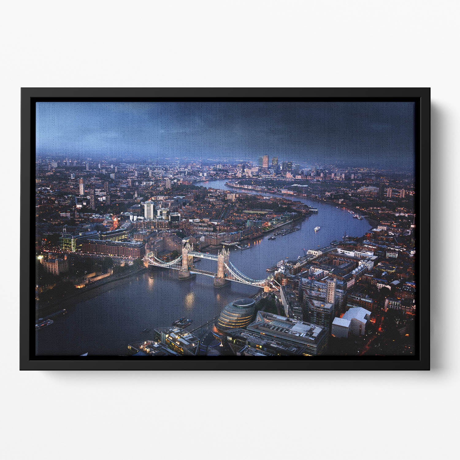 London aerial view with Tower Bridge Floating Framed Canvas