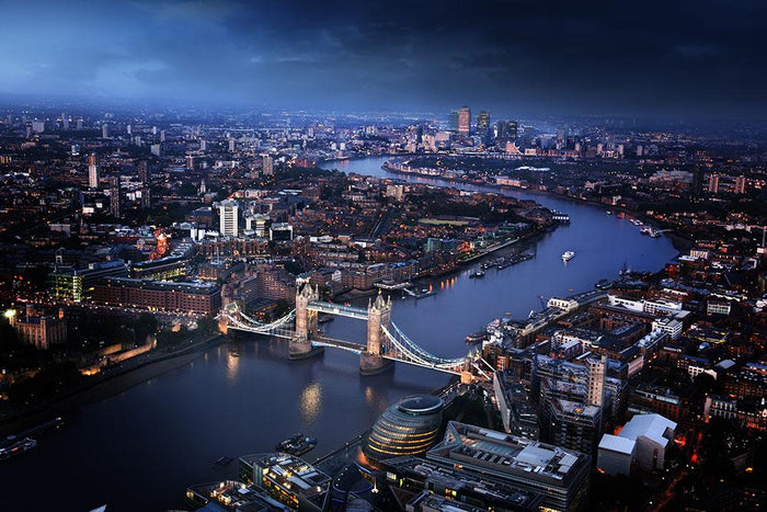 London aerial view with Tower Bridge Wall Mural Wallpaper