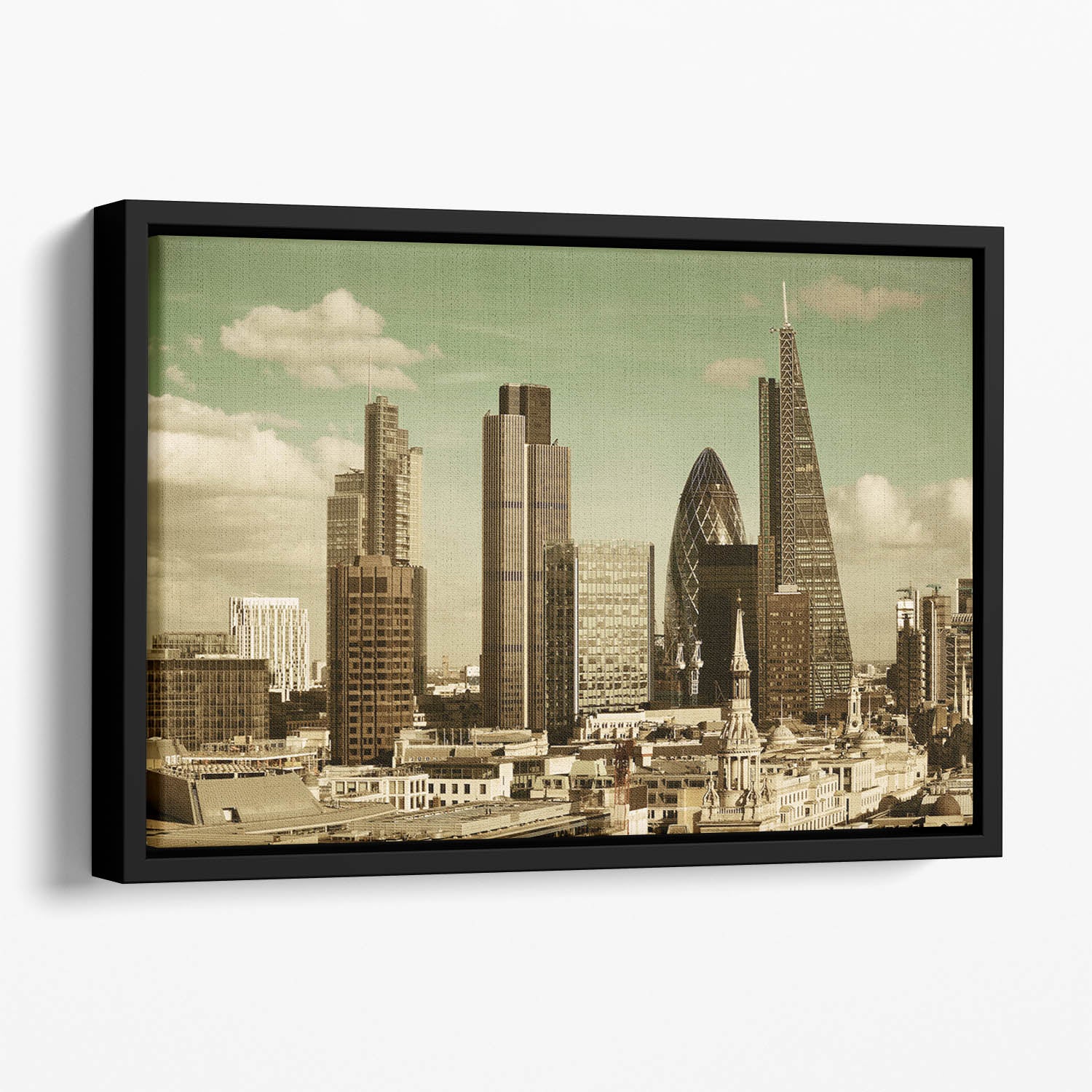 London city rooftop view with urban architectures Floating Framed Canvas
