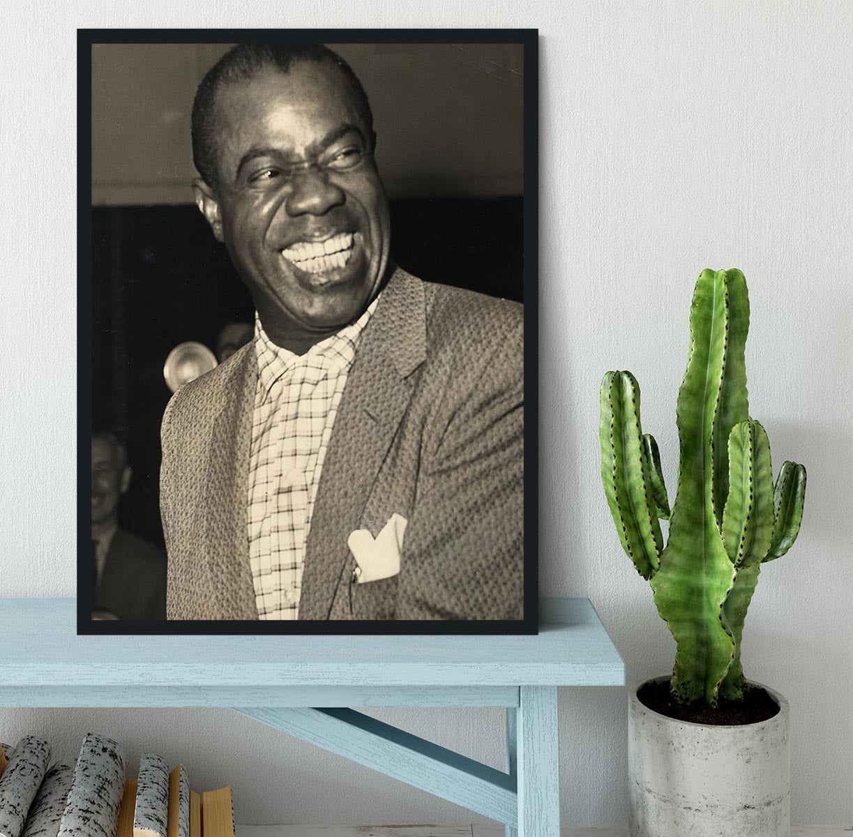 Louis Armstrong laughs Framed Print - Canvas Art Rocks - 2