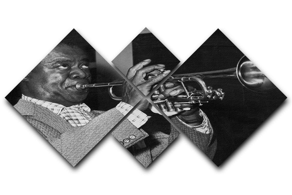 Louis Armstrong plays 4 Square Multi Panel Canvas  - Canvas Art Rocks - 1