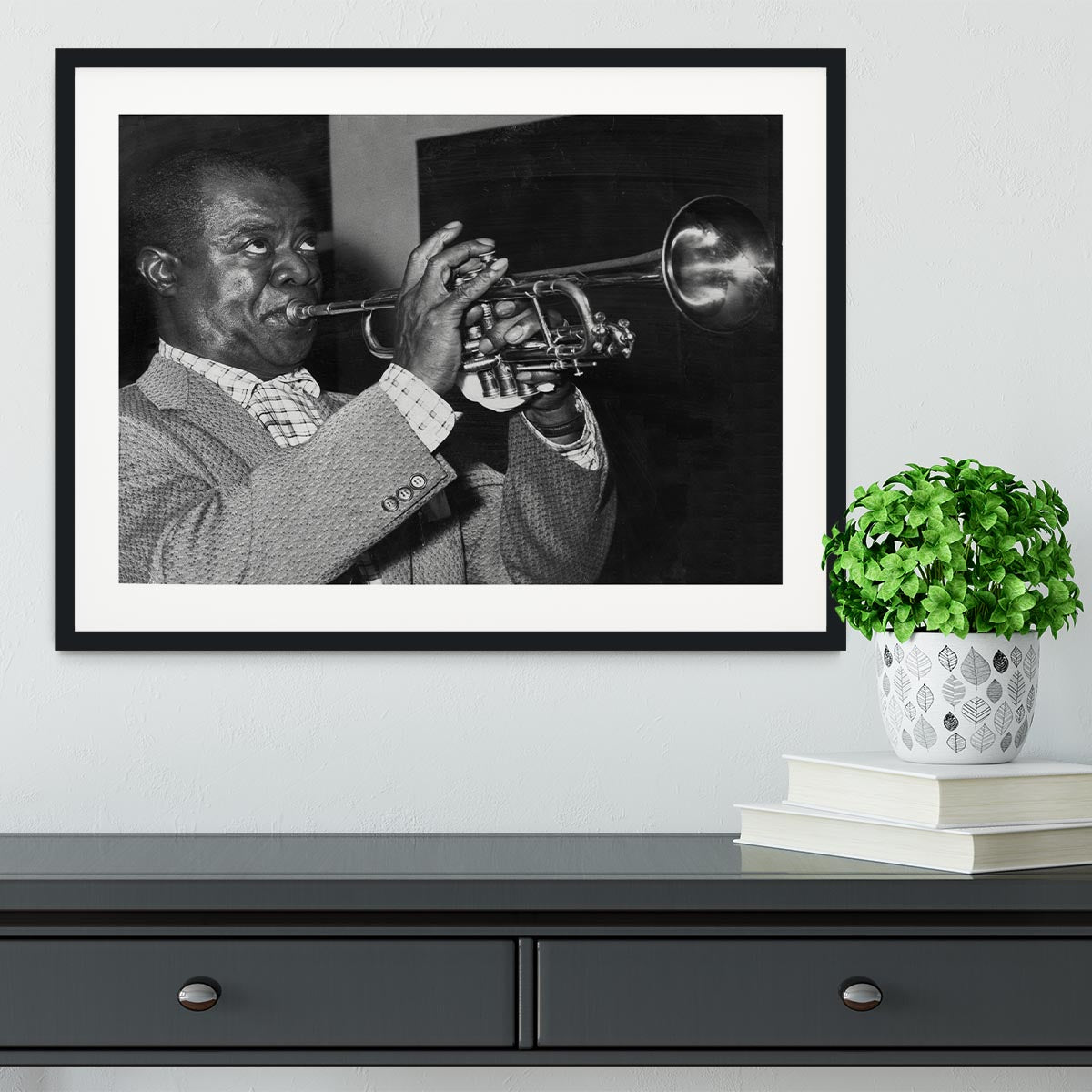Louis Armstrong plays Framed Print - Canvas Art Rocks - 1
