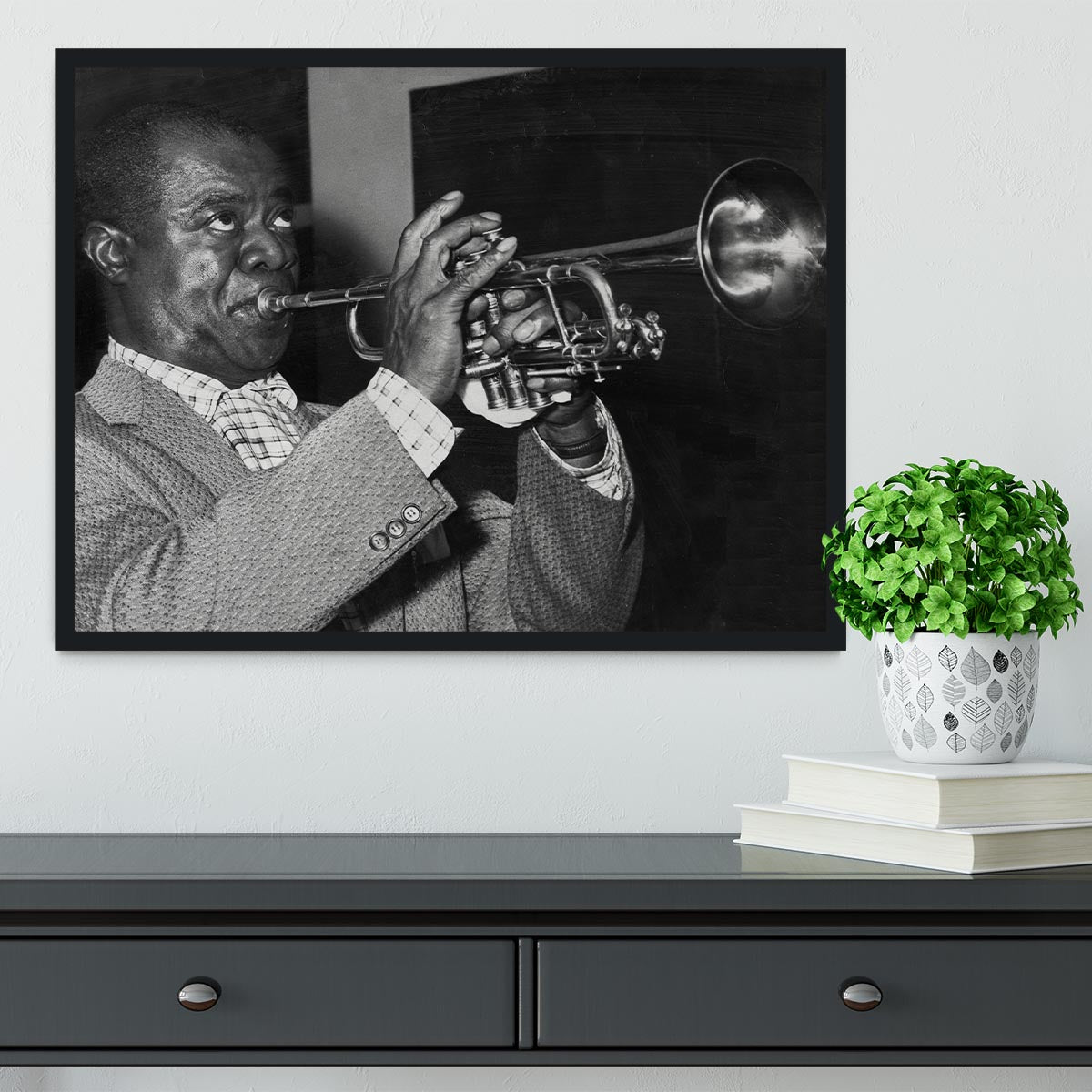 Louis Armstrong plays Framed Print - Canvas Art Rocks - 2