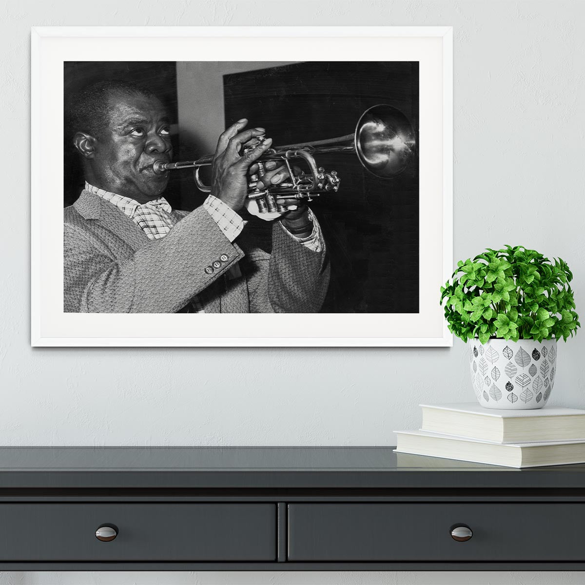 Louis Armstrong plays Framed Print - Canvas Art Rocks - 5