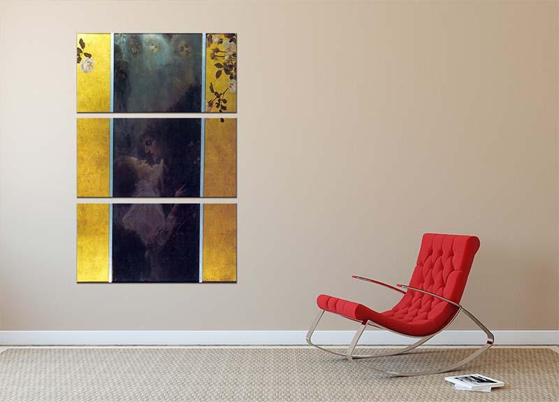 Love by Klimt 3 Split Panel Canvas Print - Canvas Art Rocks - 2