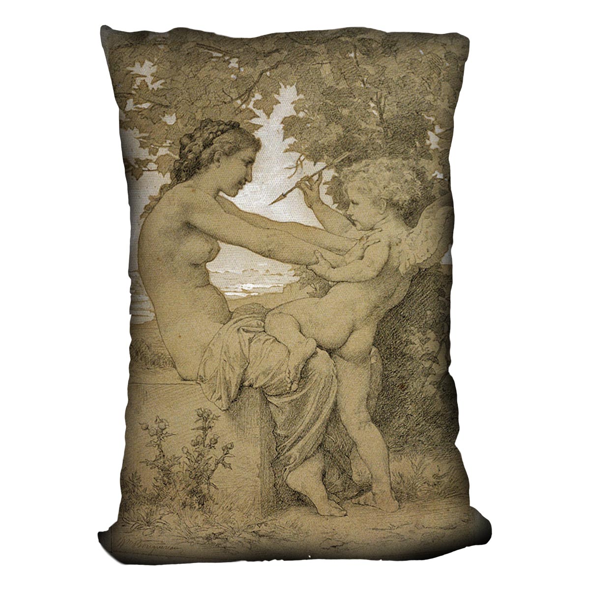 Loves Resistance By Bouguereau Cushion