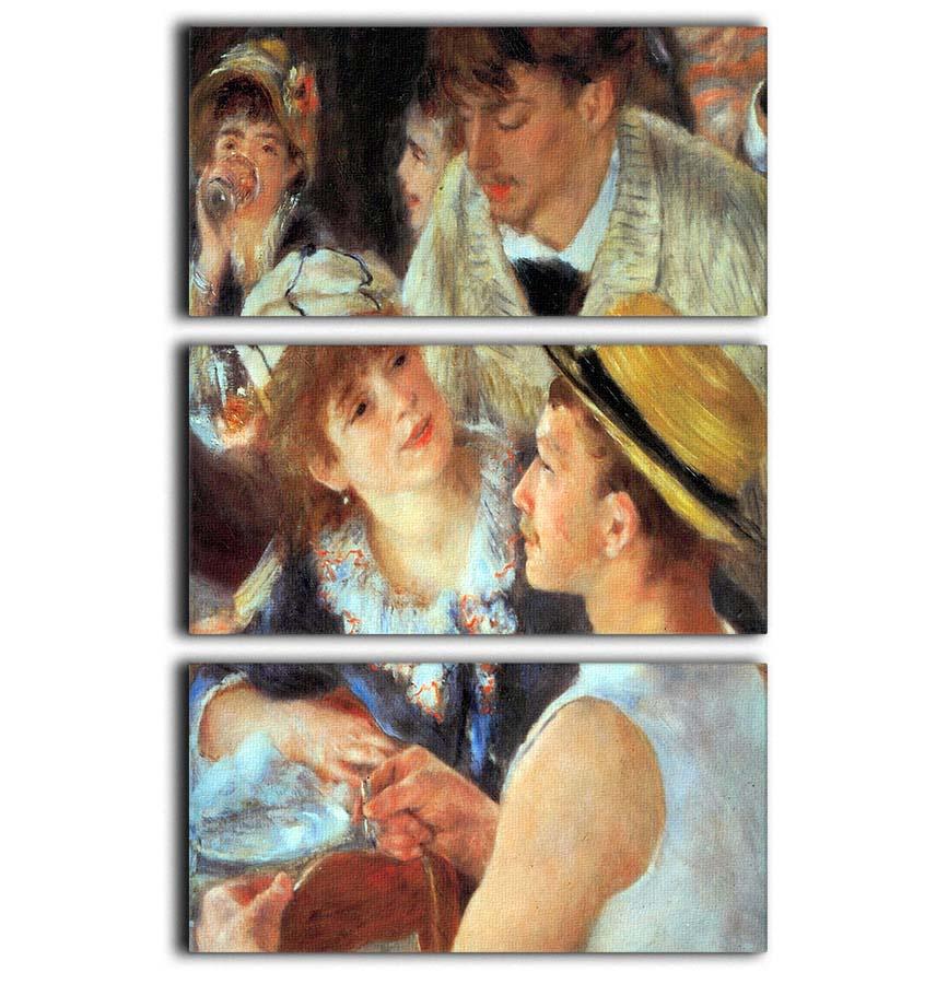 Lunch on the boat party detail by Renoir 3 Split Panel Canvas Print - Canvas Art Rocks - 1