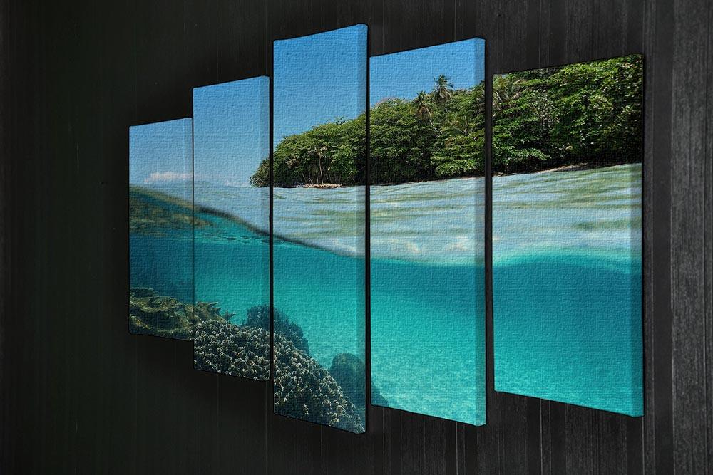 Lush tropical shore above waterline 5 Split Panel Canvas  - Canvas Art Rocks - 2