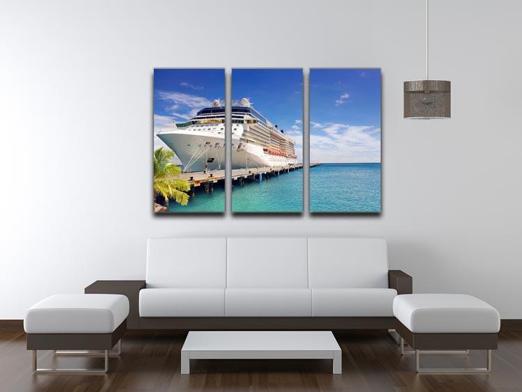 Luxury Cruise Ship in Port on sunny day 3 Split Panel Canvas Print - Canvas Art Rocks - 3