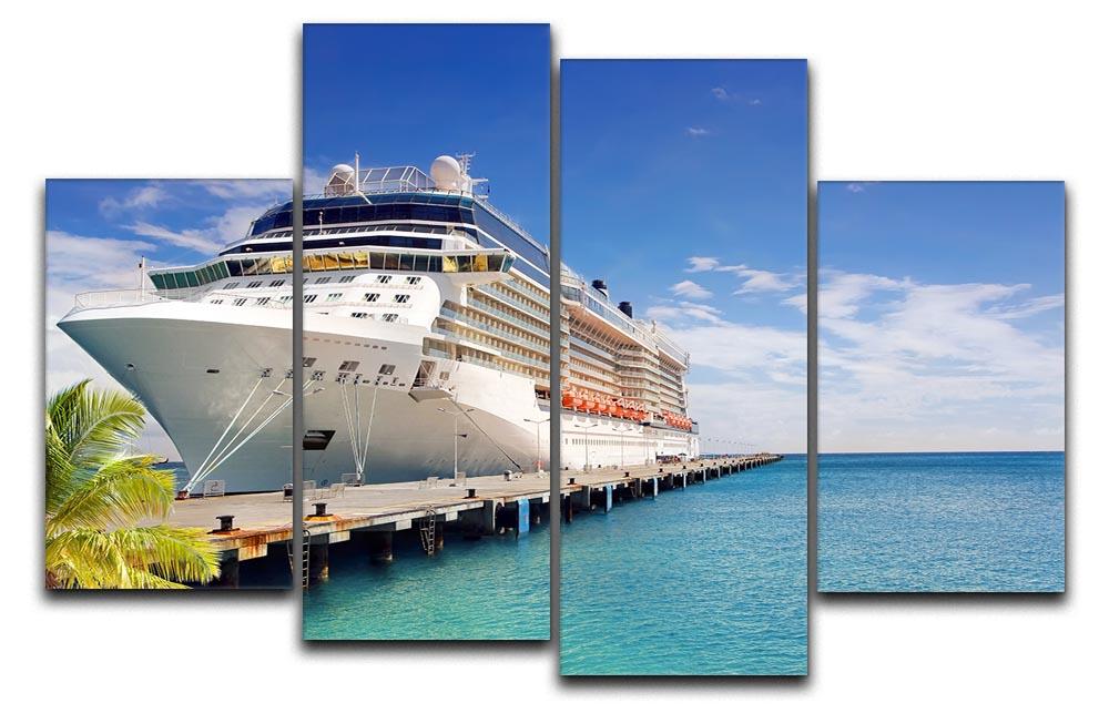 Luxury Cruise Ship in Port on sunny day 4 Split Panel Canvas  - Canvas Art Rocks - 1