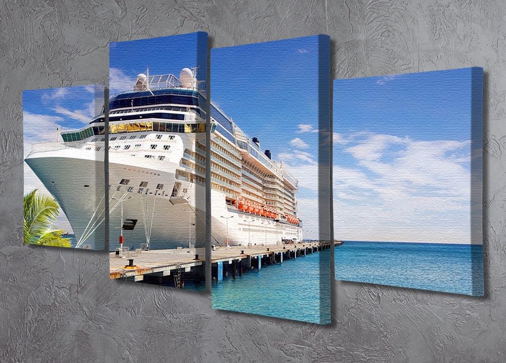 Luxury Cruise Ship in Port on sunny day 4 Split Panel Canvas  - Canvas Art Rocks - 2