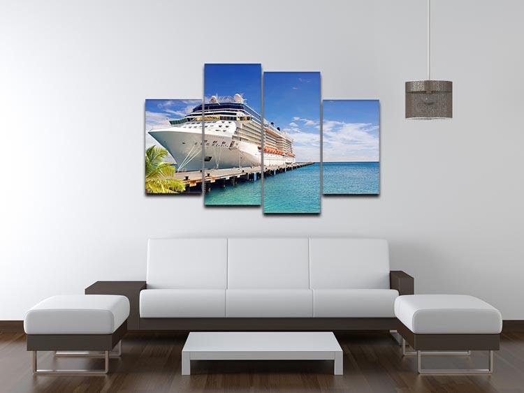 Luxury Cruise Ship in Port on sunny day 4 Split Panel Canvas  - Canvas Art Rocks - 3