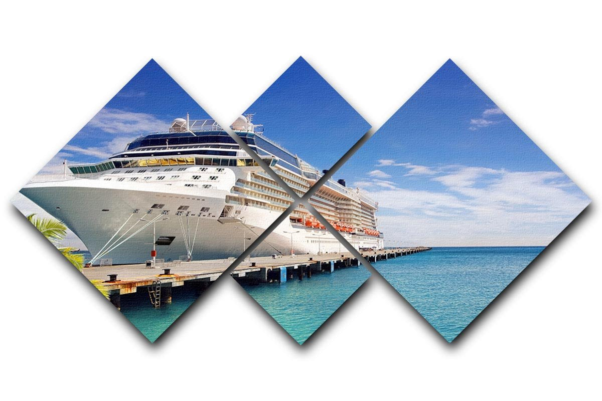 Luxury Cruise Ship in Port on sunny day 4 Square Multi Panel Canvas  - Canvas Art Rocks - 1