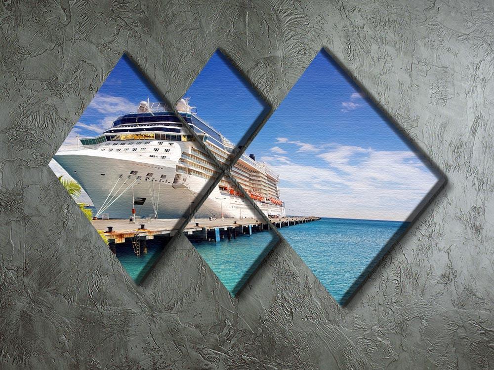 Luxury Cruise Ship in Port on sunny day 4 Square Multi Panel Canvas  - Canvas Art Rocks - 2
