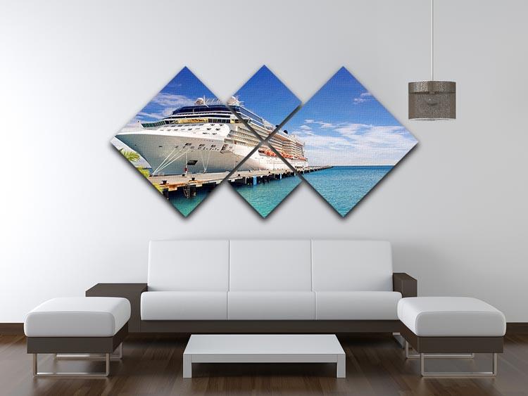 Luxury Cruise Ship in Port on sunny day 4 Square Multi Panel Canvas  - Canvas Art Rocks - 3