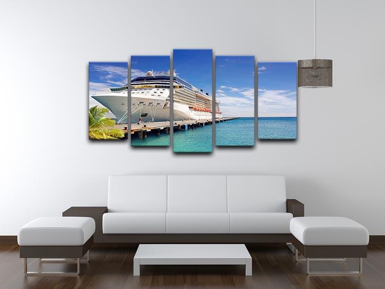 Luxury Cruise Ship in Port on sunny day 5 Split Panel Canvas  - Canvas Art Rocks - 3
