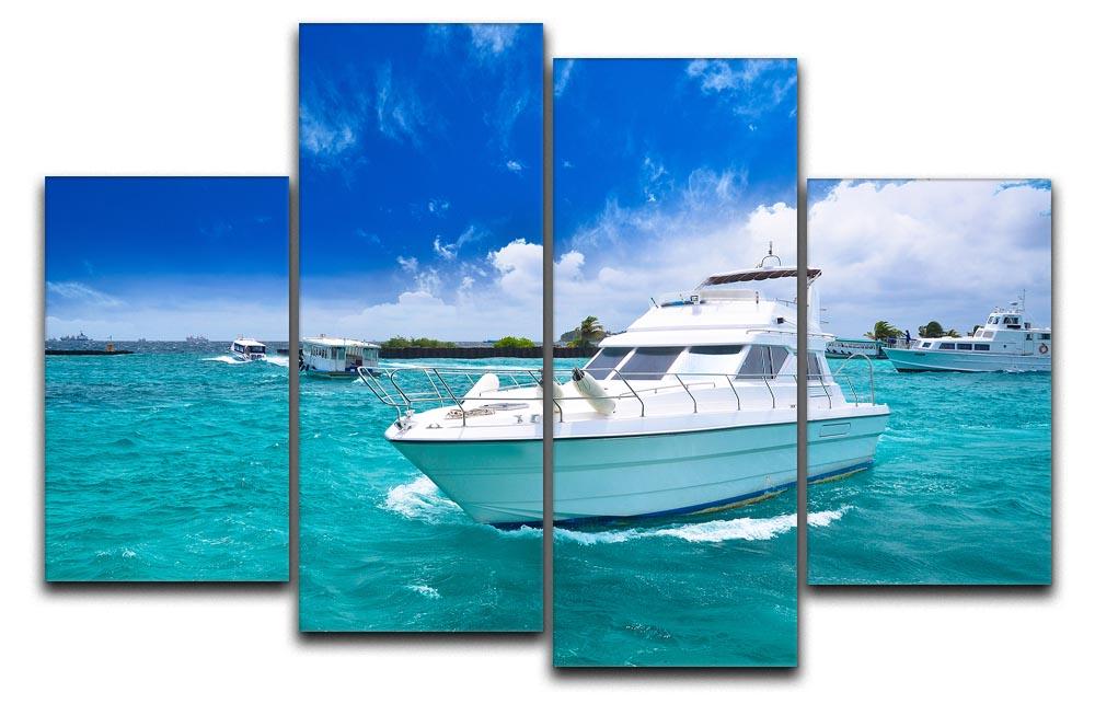 Luxury yatch in beautiful ocean 4 Split Panel Canvas  - Canvas Art Rocks - 1