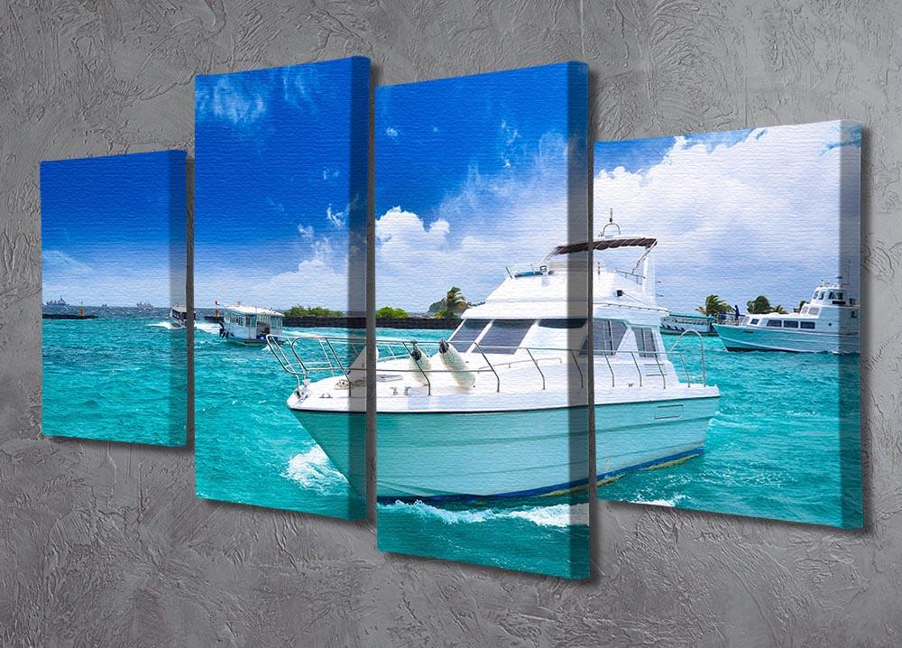 Luxury yatch in beautiful ocean 4 Split Panel Canvas  - Canvas Art Rocks - 2