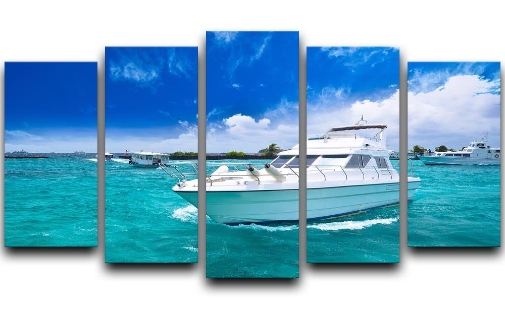 Luxury yatch in beautiful ocean 5 Split Panel Canvas  - Canvas Art Rocks - 1