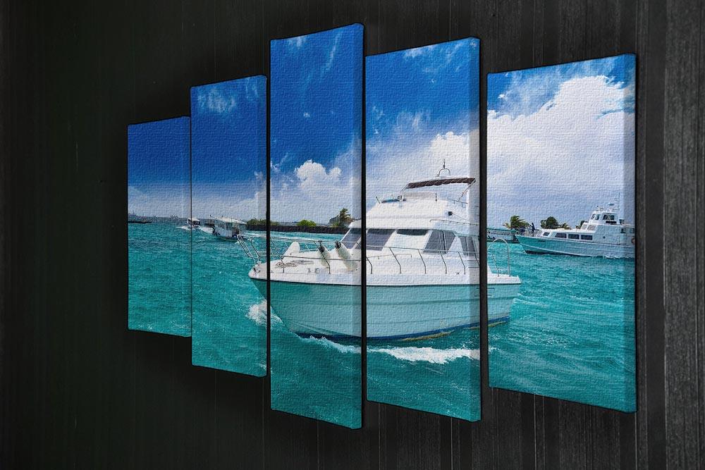 Luxury yatch in beautiful ocean 5 Split Panel Canvas  - Canvas Art Rocks - 2