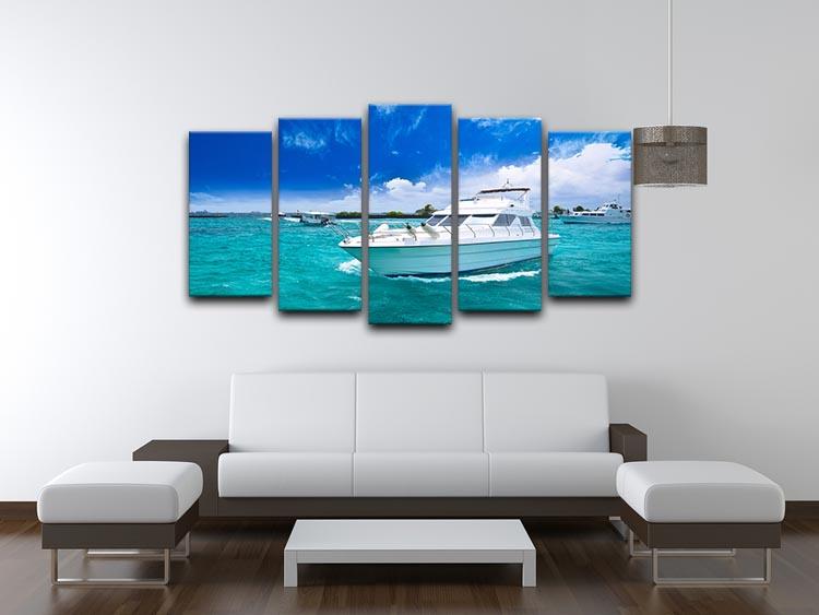 Luxury yatch in beautiful ocean 5 Split Panel Canvas  - Canvas Art Rocks - 3