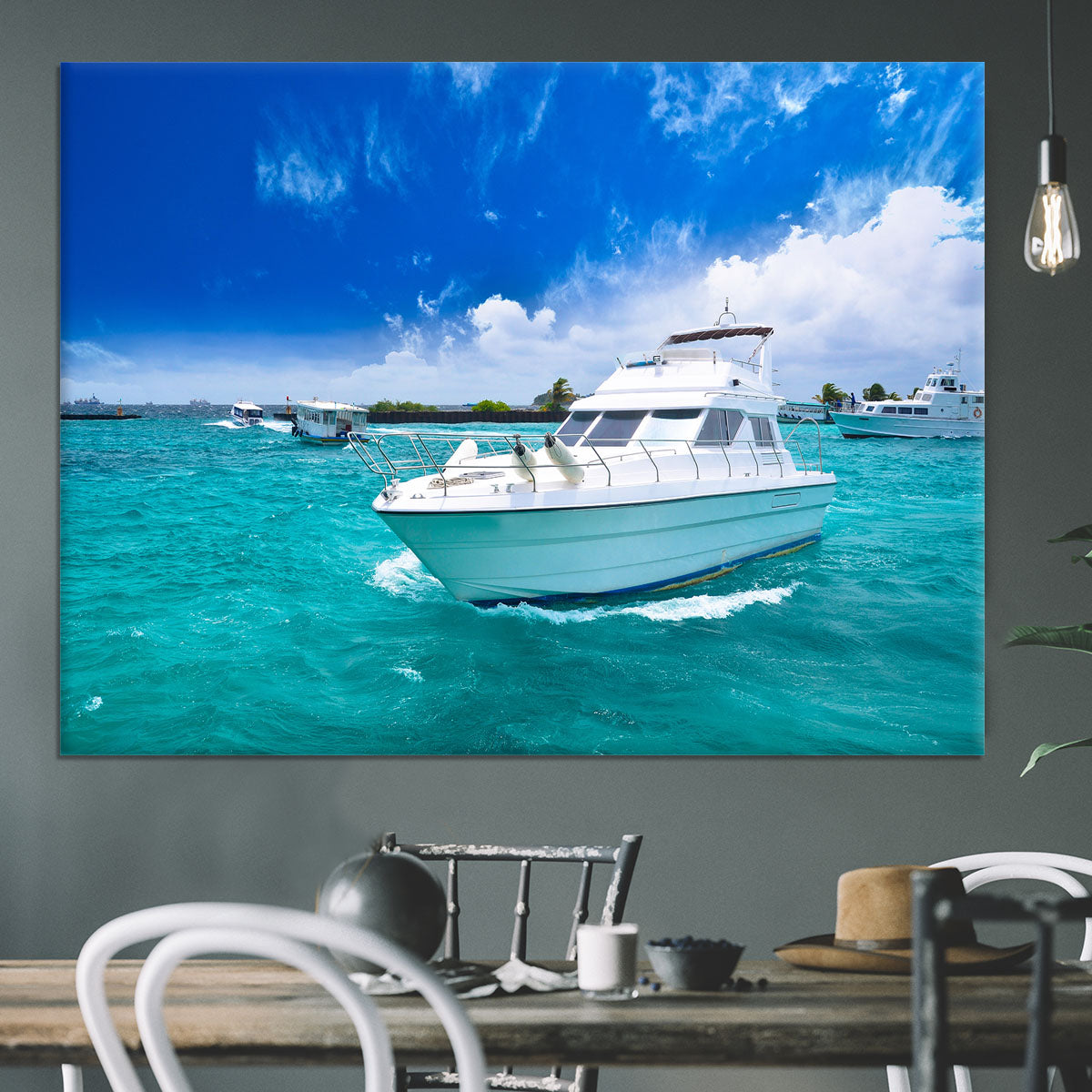 Luxury yatch in beautiful ocean Canvas Print or Poster - Canvas Art Rocks - 3