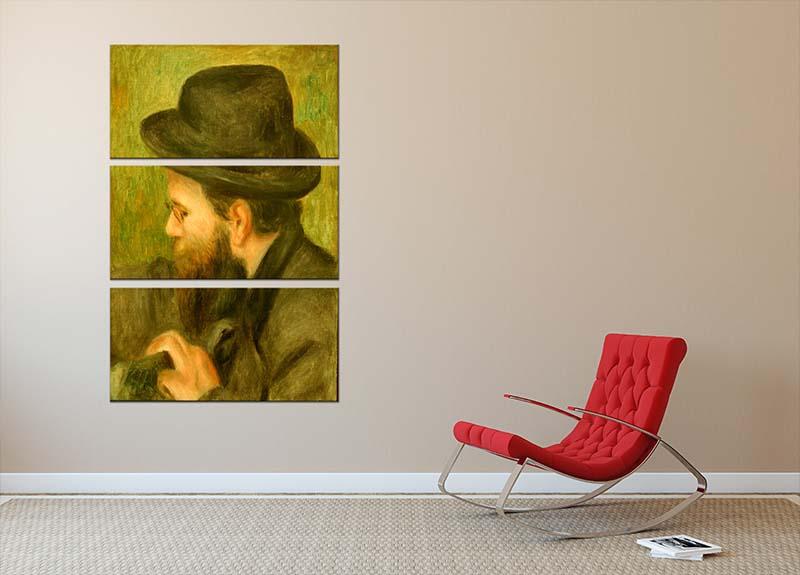 M Bernard man with the black hat by Renoir 3 Split Panel Canvas Print - Canvas Art Rocks - 2
