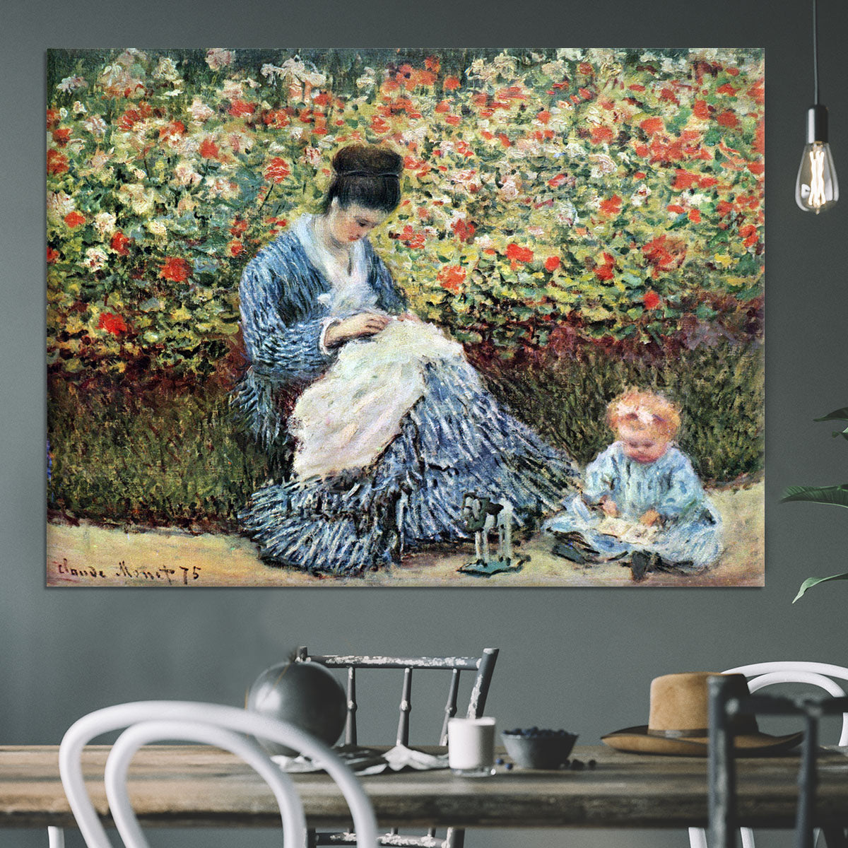 Madame Monet and child by Monet Canvas Print or Poster - Canvas Art Rocks - 3