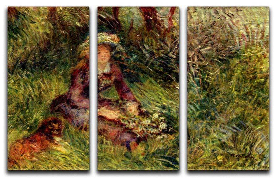 Madame Renoir with dog by Renoir 3 Split Panel Canvas Print - Canvas Art Rocks - 1