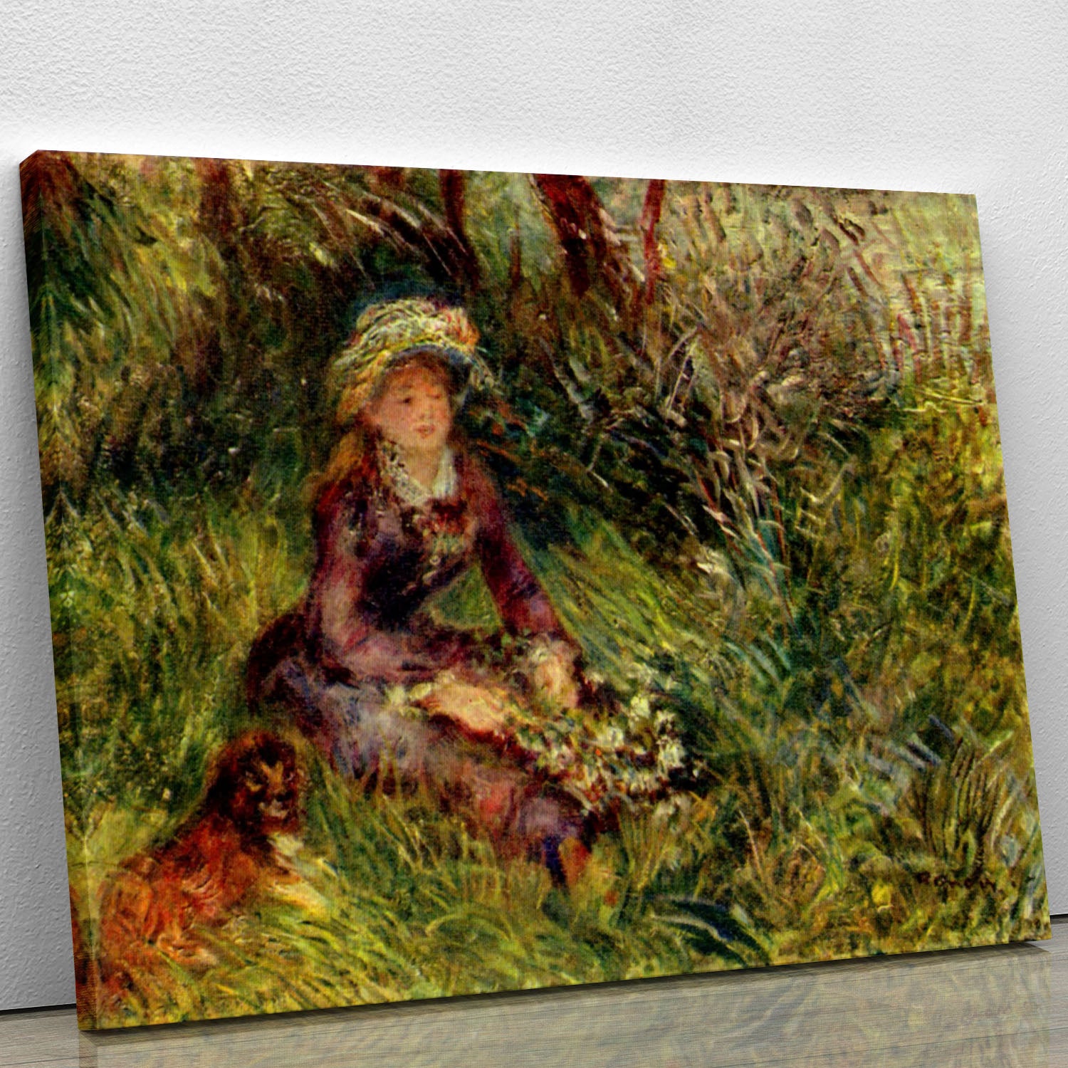 Madame Renoir with dog by Renoir Canvas Print or Poster - Canvas Art Rocks - 1