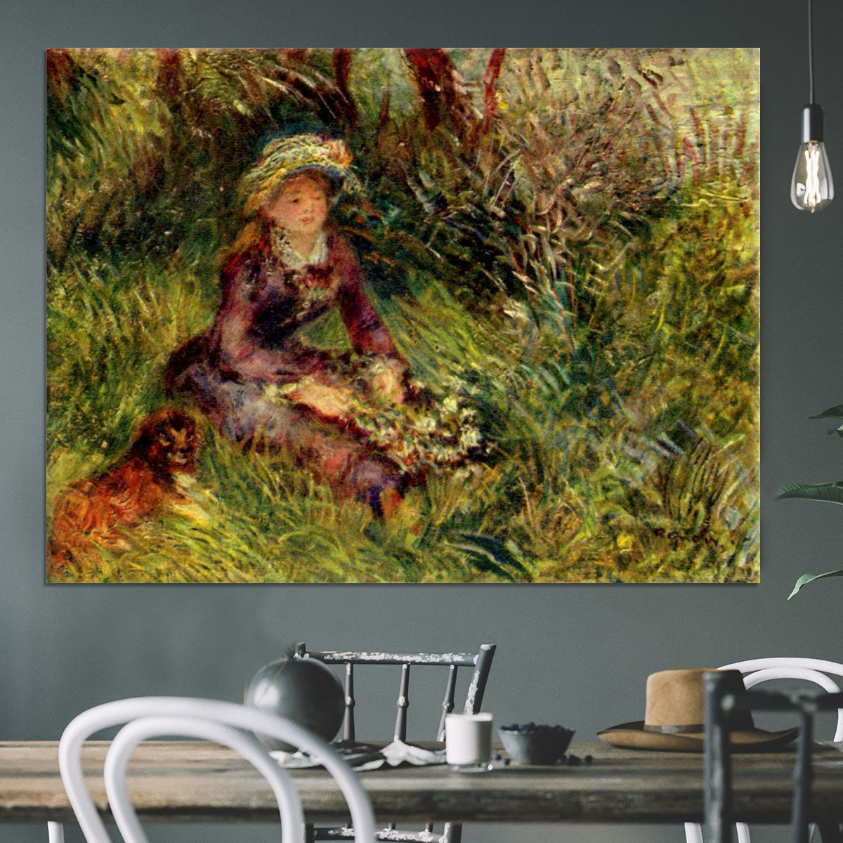 Madame Renoir with dog by Renoir Canvas Print or Poster - Canvas Art Rocks - 3