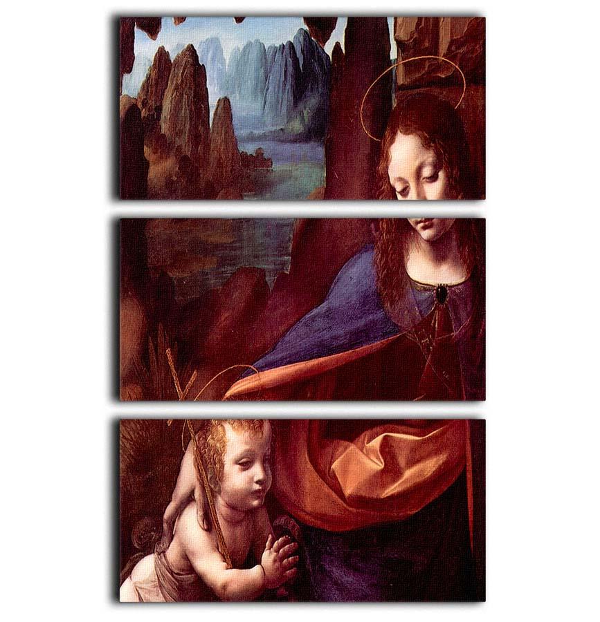 Madonna in the rock cave Detail by Da Vinci 3 Split Panel Canvas Print - Canvas Art Rocks - 1