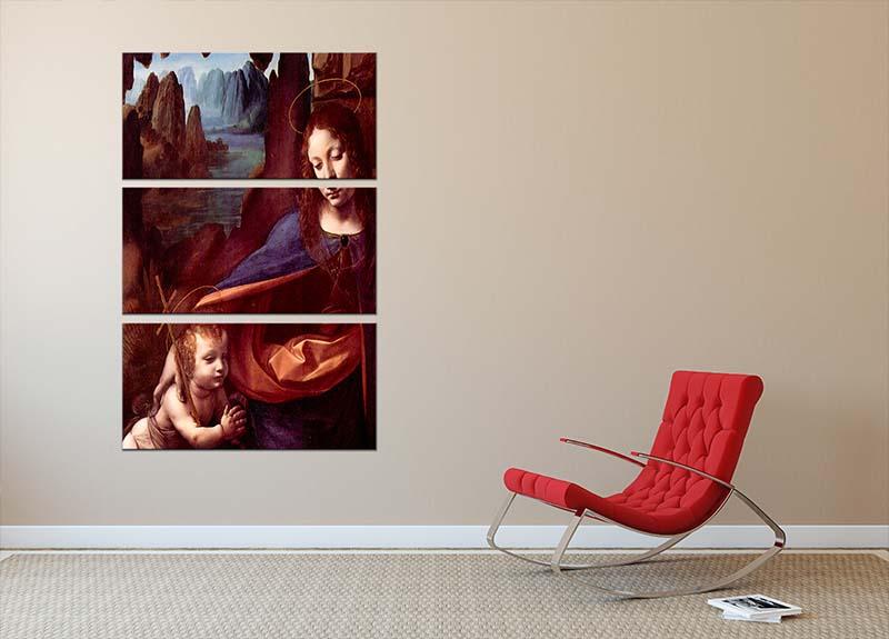 Madonna in the rock cave Detail by Da Vinci 3 Split Panel Canvas Print - Canvas Art Rocks - 2