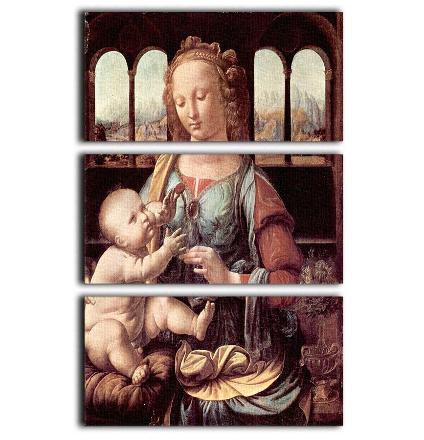 Madonna with the Carnation by Da Vinci 3 Split Panel Canvas Print - Canvas Art Rocks - 1