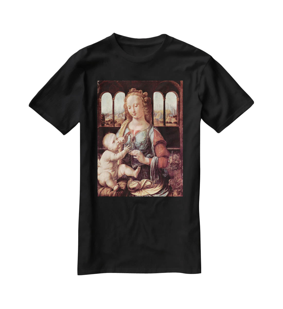 Madonna with the Carnation by Da Vinci T-Shirt - Canvas Art Rocks - 1