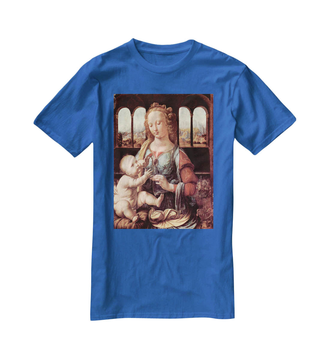 Madonna with the Carnation by Da Vinci T-Shirt - Canvas Art Rocks - 2