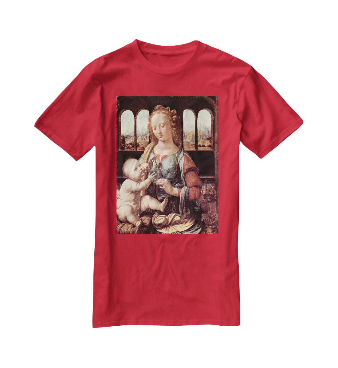 Madonna with the Carnation by Da Vinci T-Shirt - Canvas Art Rocks - 4
