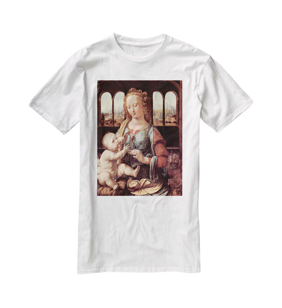 Madonna with the Carnation by Da Vinci T-Shirt - Canvas Art Rocks - 5