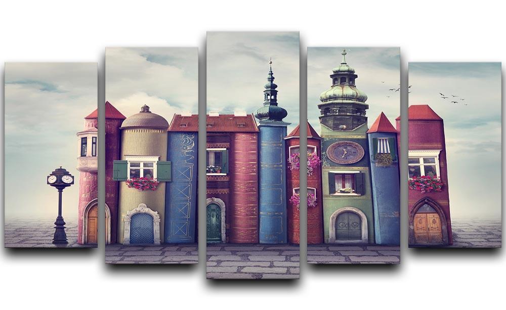 Magic city with old books 5 Split Panel Canvas  - Canvas Art Rocks - 1