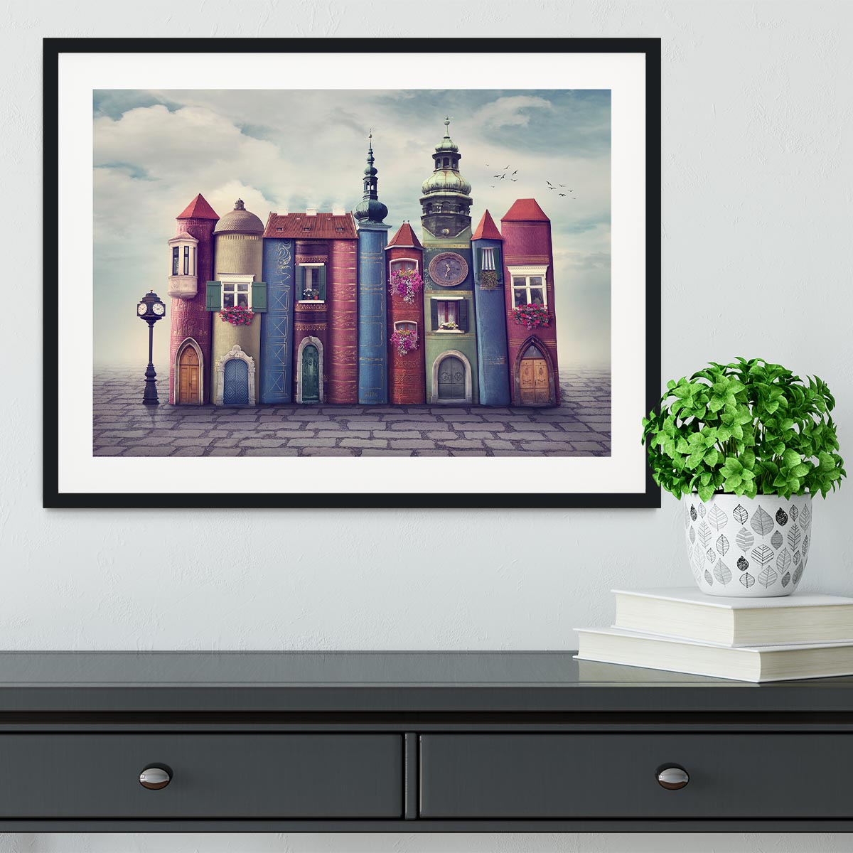 Magic city with old books Framed Print - Canvas Art Rocks - 1