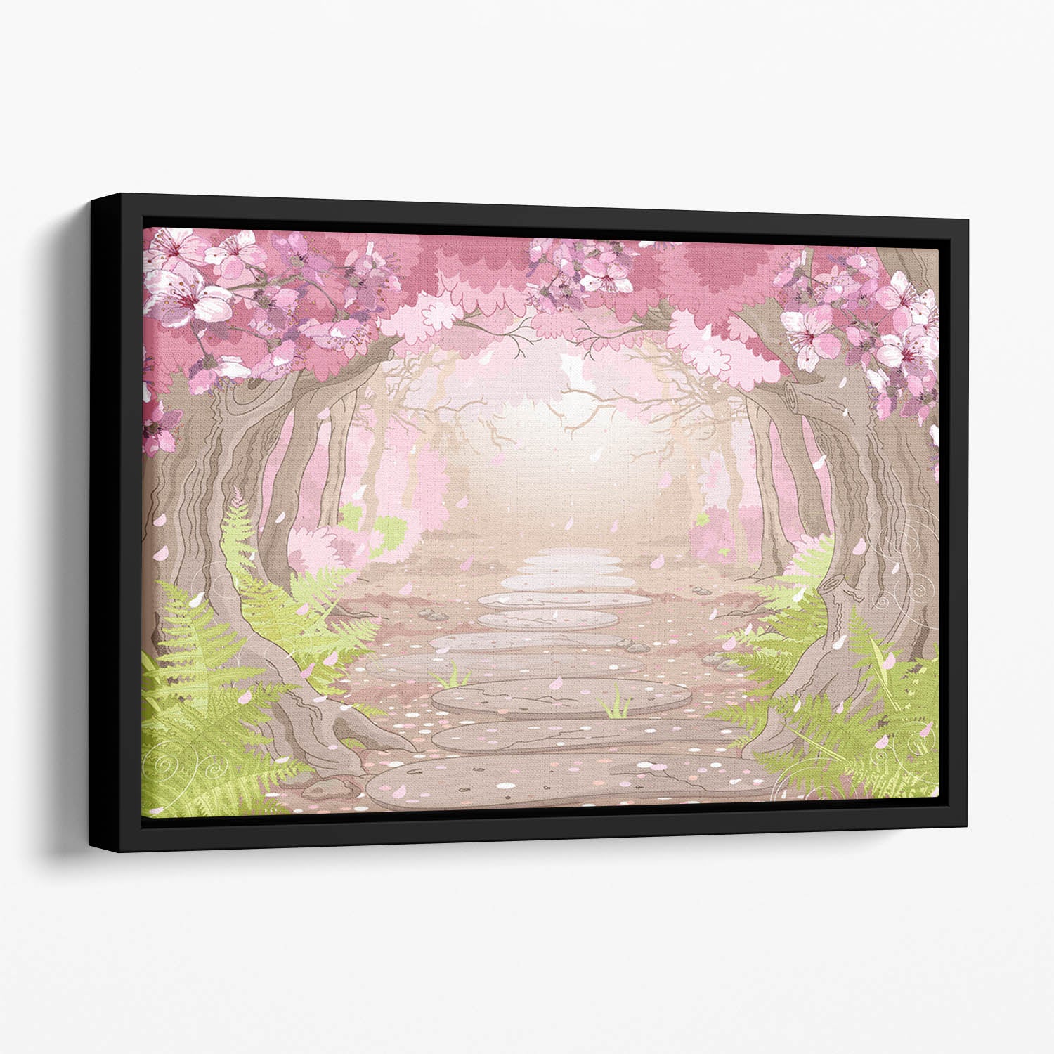 Magic spring forest Floating Framed Canvas