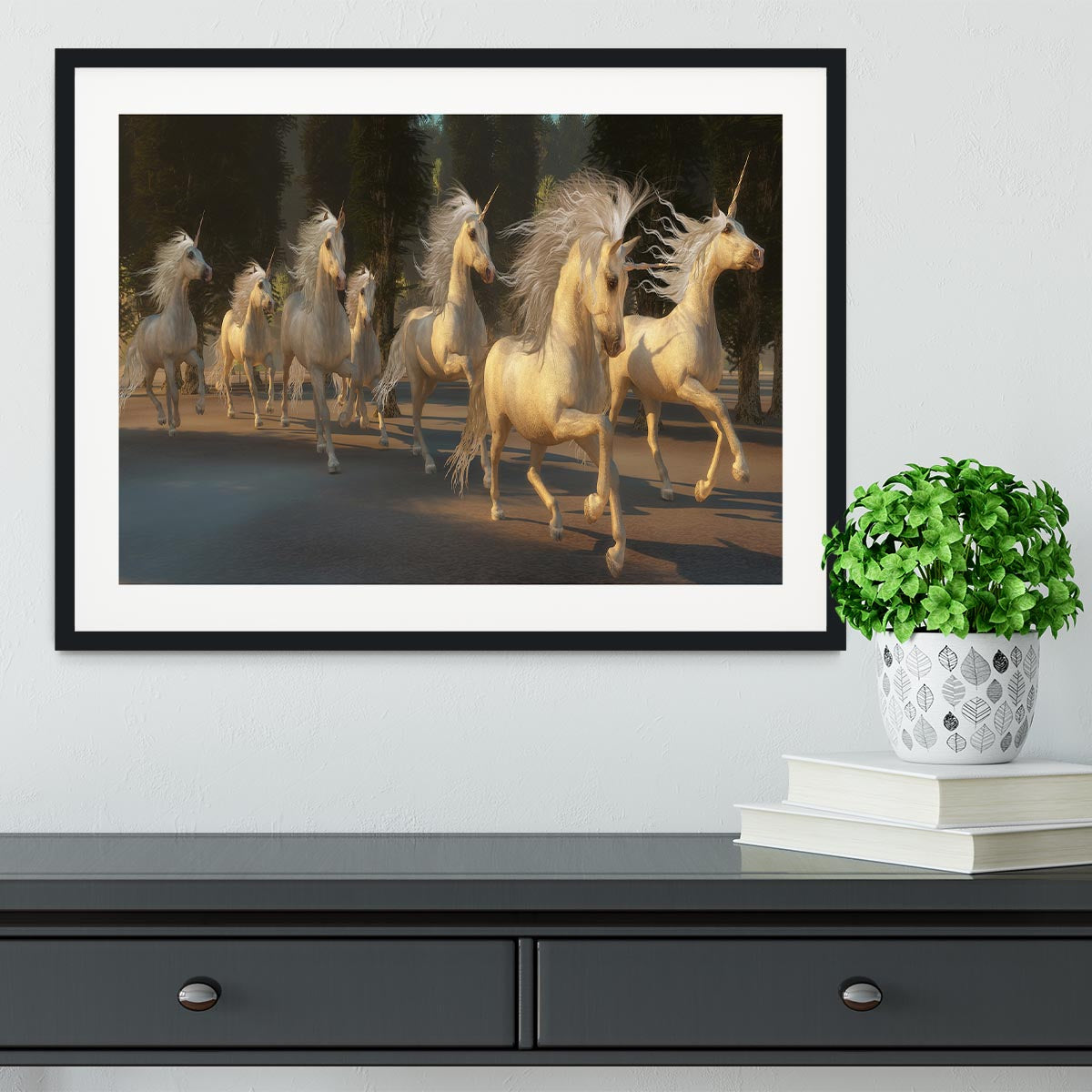 Magical Unicorn Forest Framed Print - Canvas Art Rocks - 1