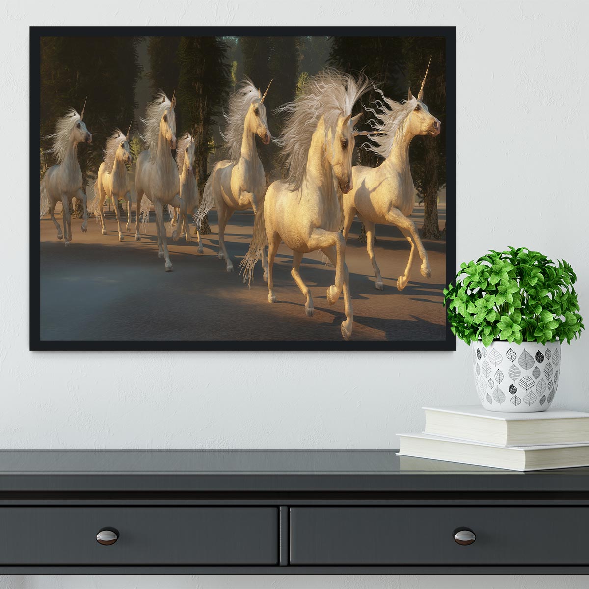 Magical Unicorn Forest Framed Print - Canvas Art Rocks - 2